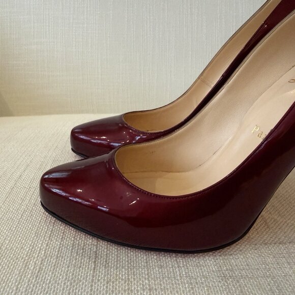 Christian Louboutin Fifi 120 Dark Red Burgundy Patent Heels - Picture 8 of 16